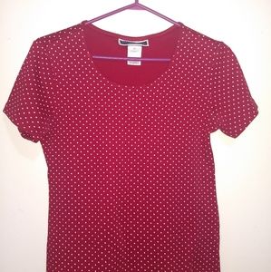 Karen Scott Petite High Quality Polka Dot Red Tee